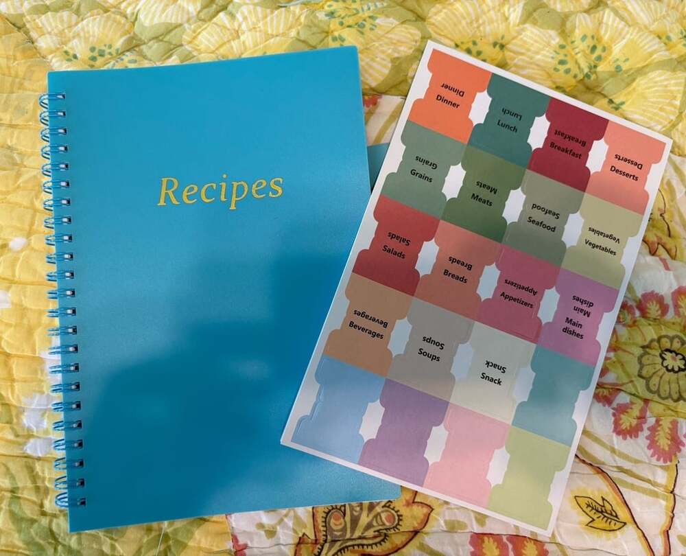NWOT RUKAR Blank Recipe Book to Write in Your Own Recipes w/ Tab Sticker Sheets